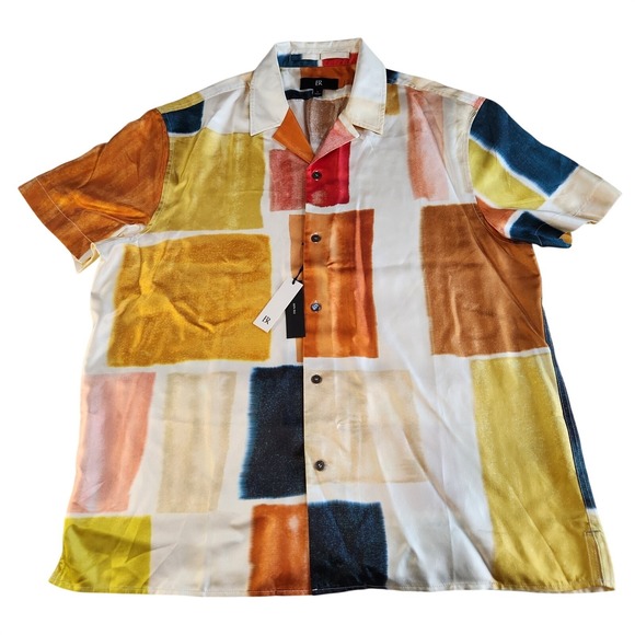 Banana Republic Other - BANANA REPUBLIC Lyam Silk Resort Shirt Mens Large Geometric Colorblock